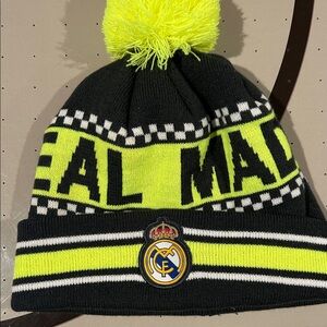 Real Madrid Black and Yellow Pom Pom Beanie